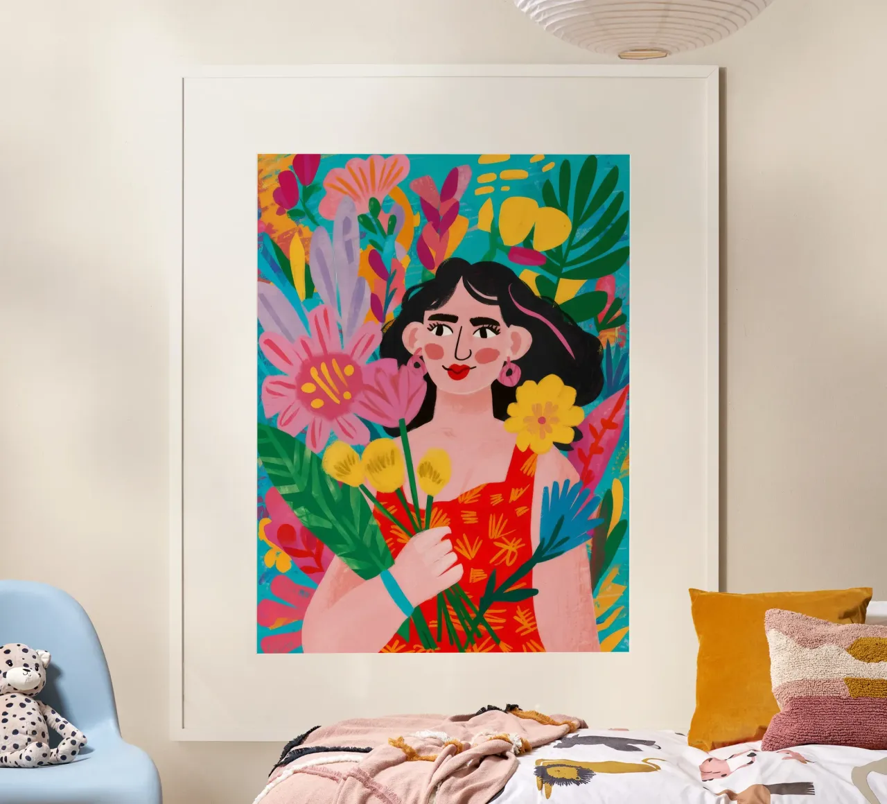 Abbraccio floreale poster con telaio in plastica da Petal Canvas