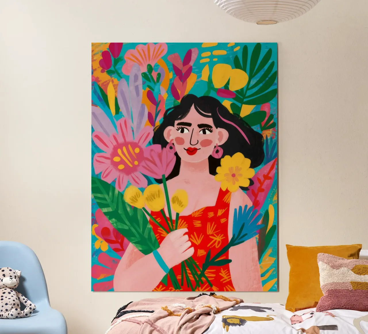 Abbraccio floreale poster con telaio in plastica da Petal Canvas