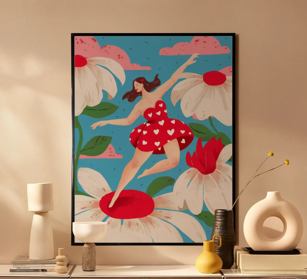 Speelse Daisy dans poster van Petal Canvas