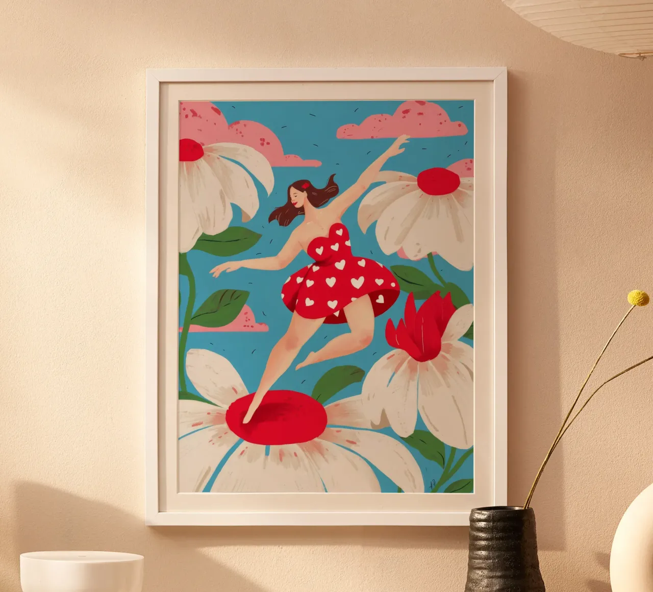 Speelse Daisy dans poster van Petal Canvas