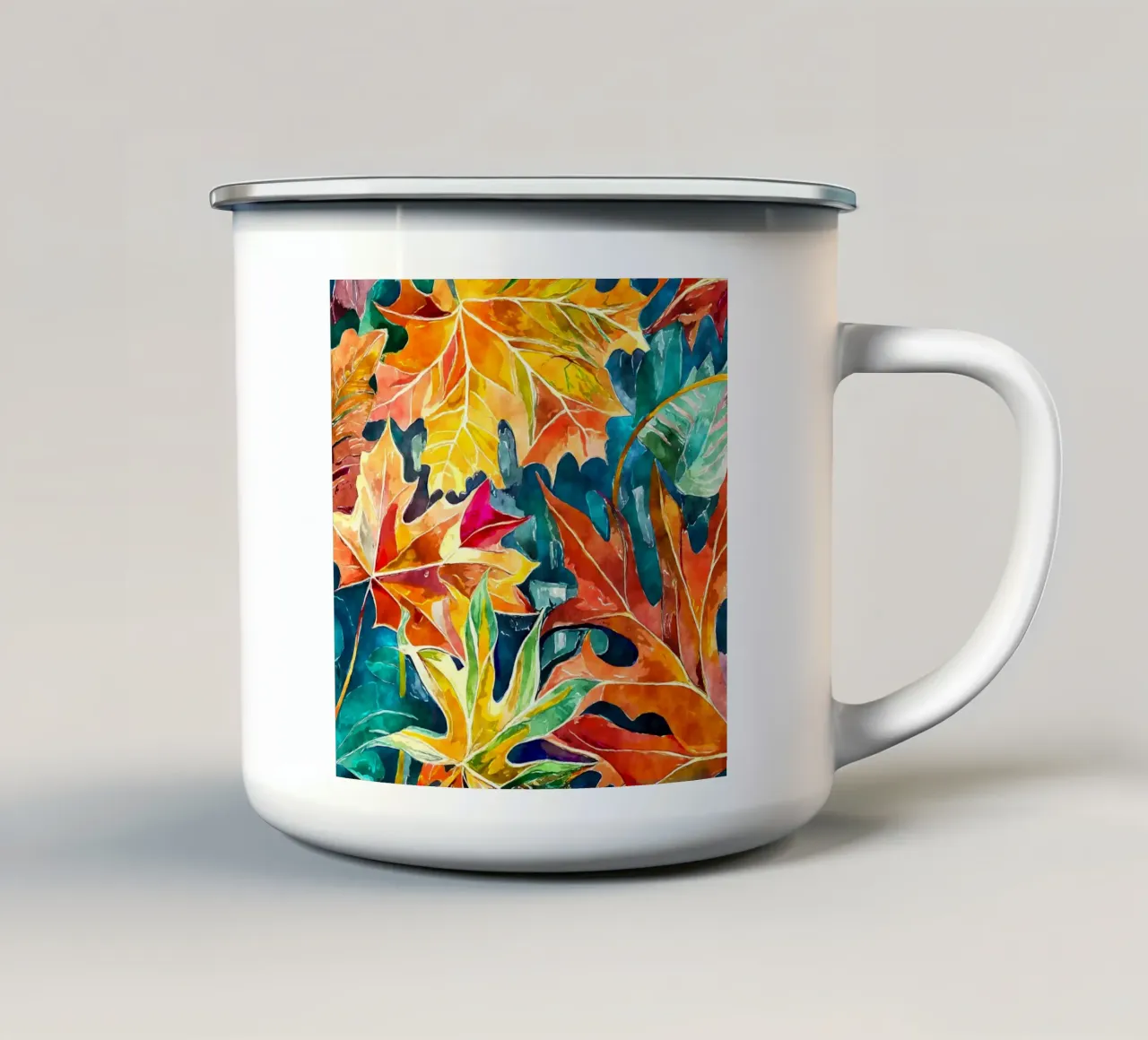 Torbellino de otoño taza de esmalte de Botanical Pattern House