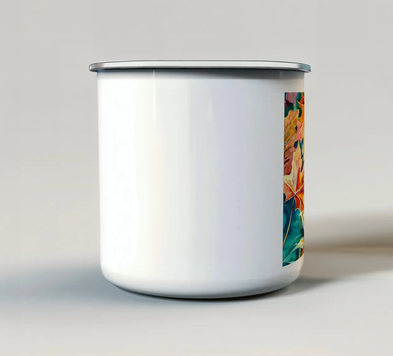 Torbellino de otoño taza de esmalte de Botanical Pattern House