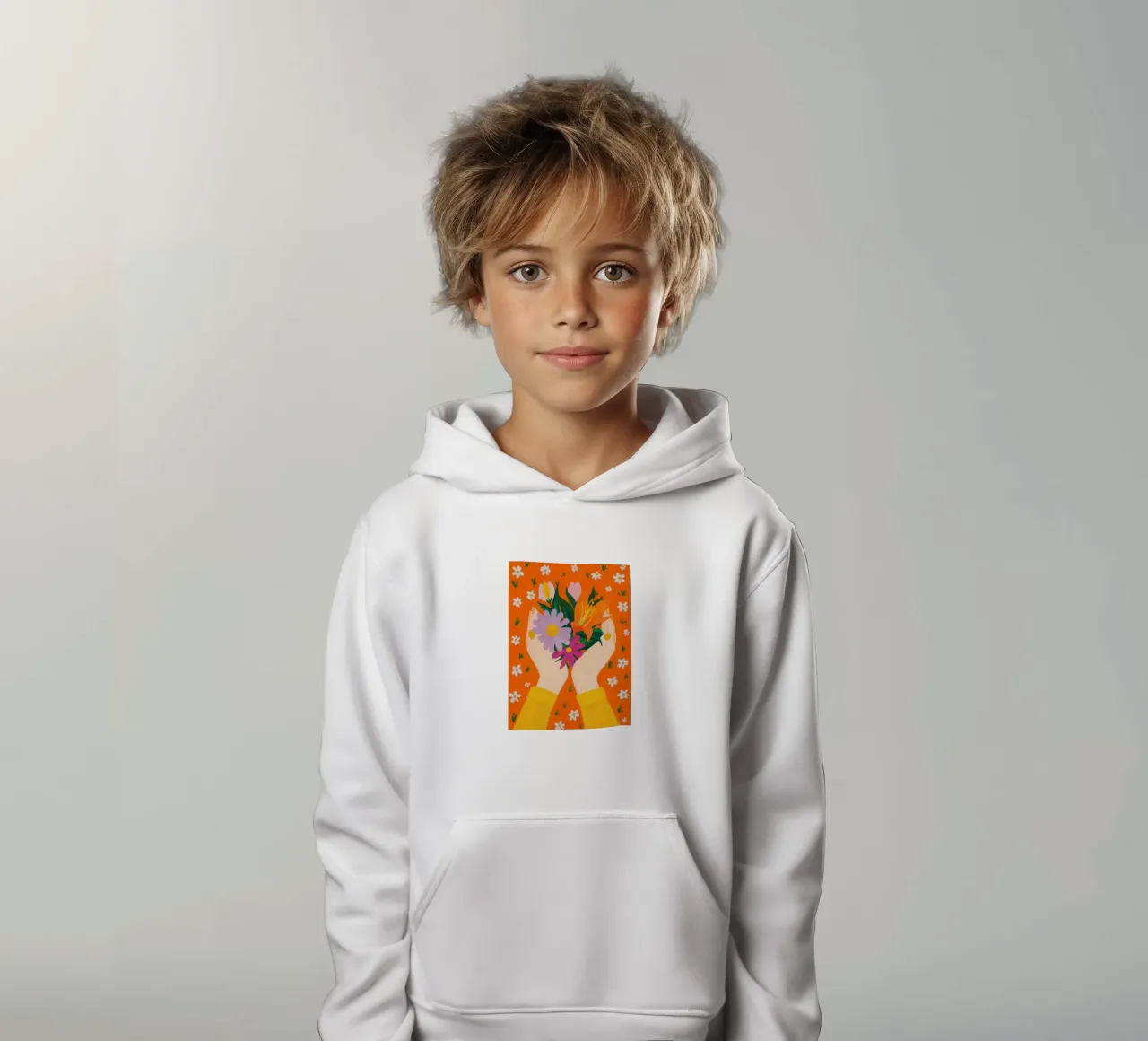 Mani dell'amore floreale felpa bambino con cappuccio da Petal Canvas