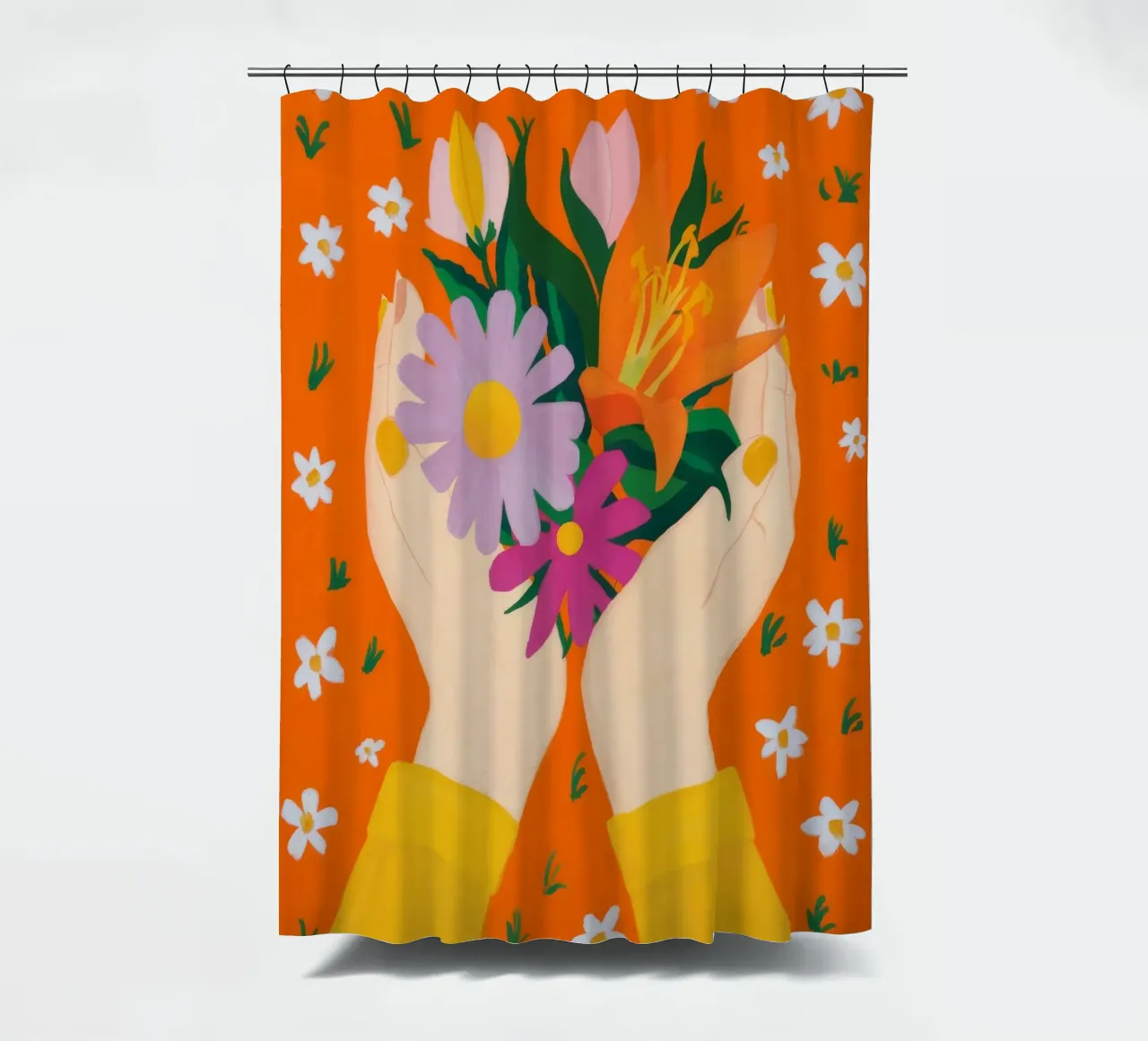 Hands of Floral Love shower curtain by Petal Canvas