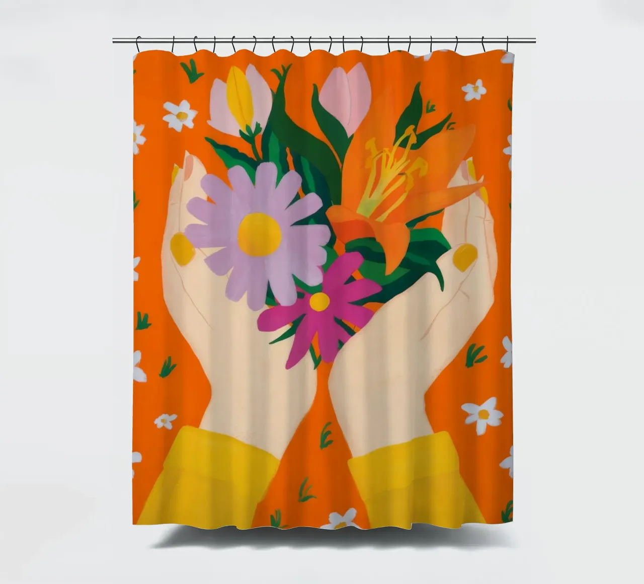 Hands of Floral Love shower curtain by Petal Canvas