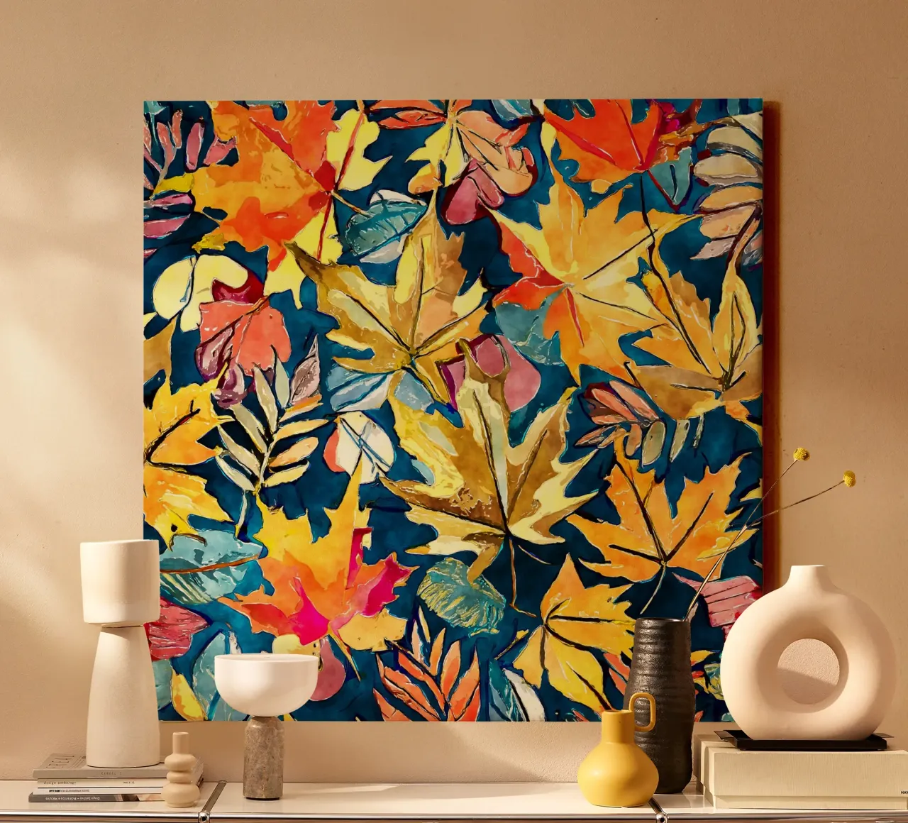 Vortice d'autunno tela con Cornice a cassetta da Botanical Pattern House