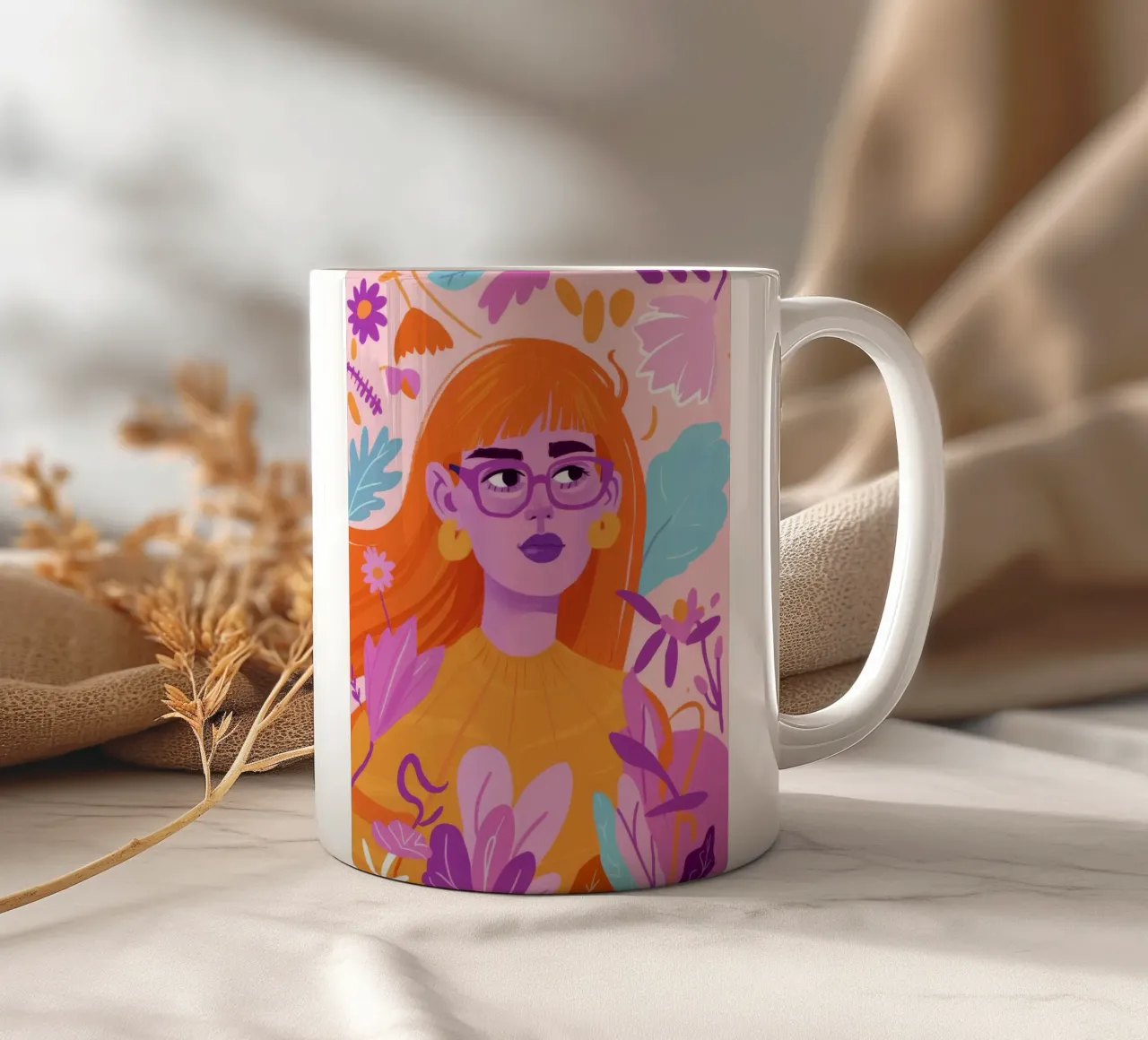 Serenità floreale tazza in ceramica da Petal Canvas