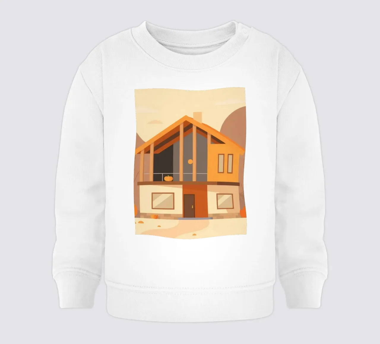 Casa moderna arancione e beige con balcone felpa neonato da DesignDoodle