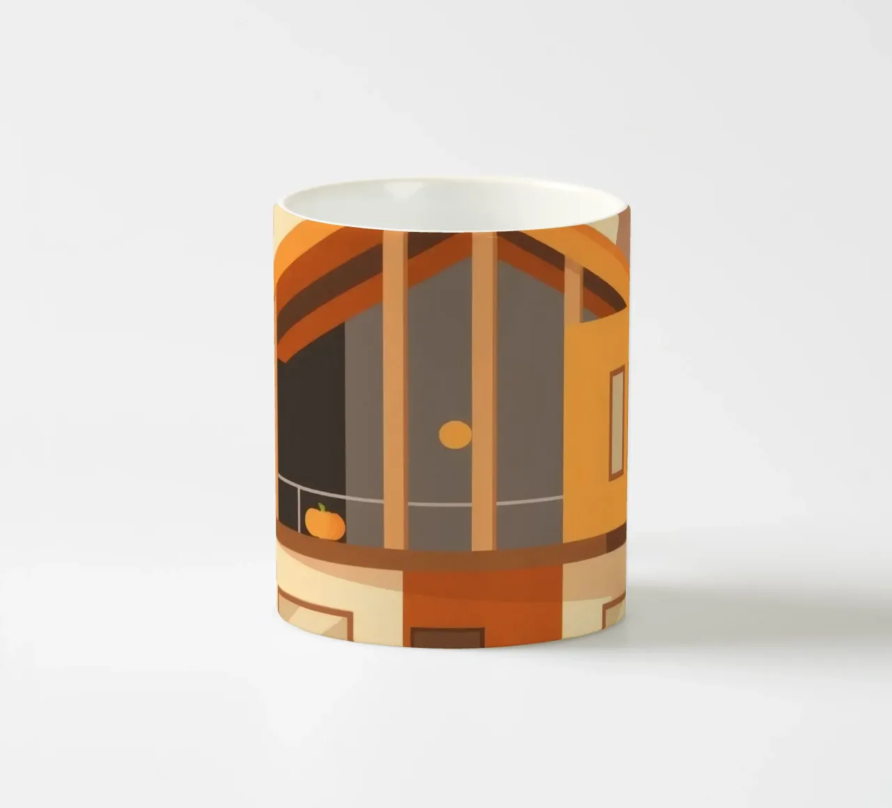 Casa moderna arancione e beige con balcone tazza in ceramica da DesignDoodle