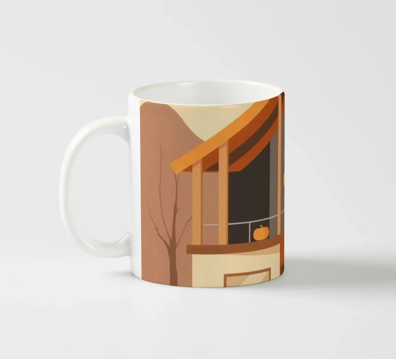 Casa moderna arancione e beige con balcone tazza in ceramica da DesignDoodle