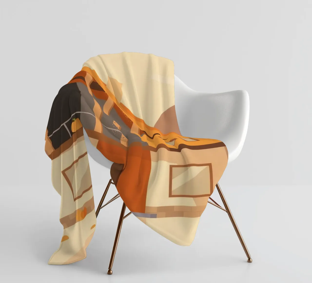 Casa moderna arancione e beige con balcone coperta in pile da DesignDoodle