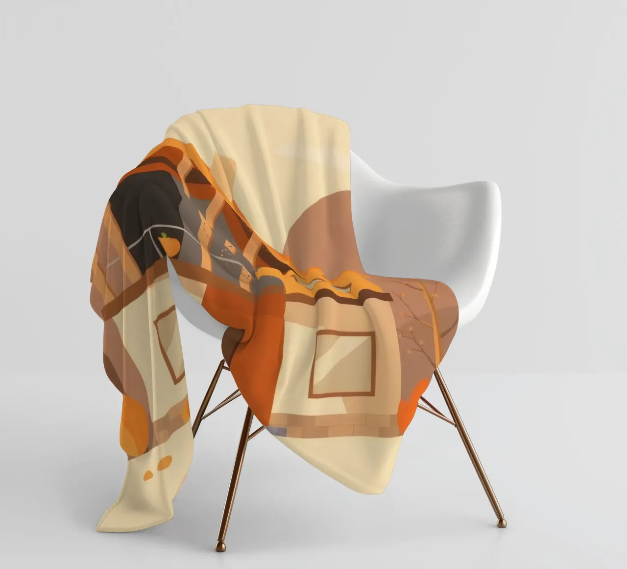 Casa moderna arancione e beige con balcone coperta in pile da DesignDoodle