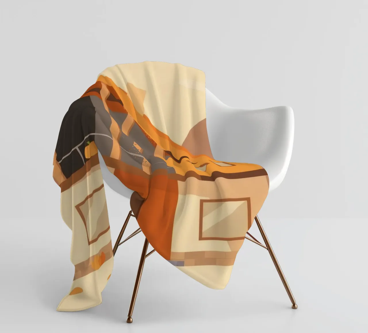 Casa moderna arancione e beige con balcone coperta in pile da DesignDoodle