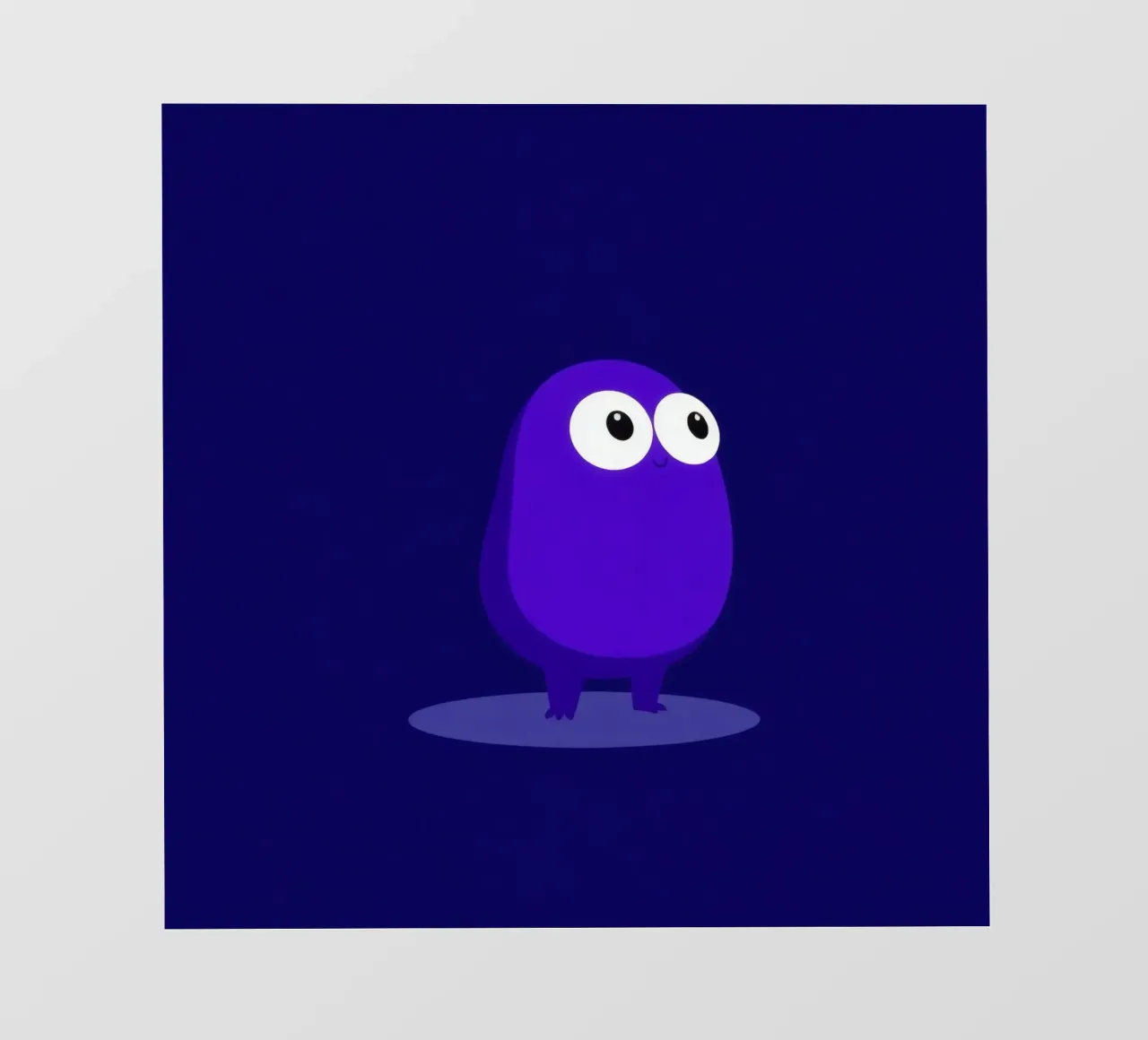 Simpatico personaggio animato viola in piedi telo in pvc da DesignDoodle
