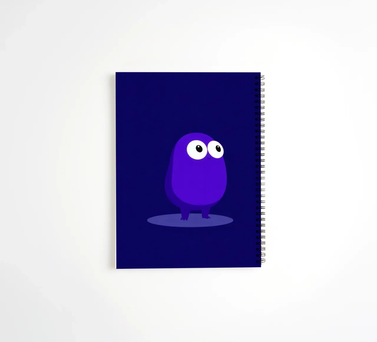 Cute purple animated character standing spiral notebook by DesignDoodle