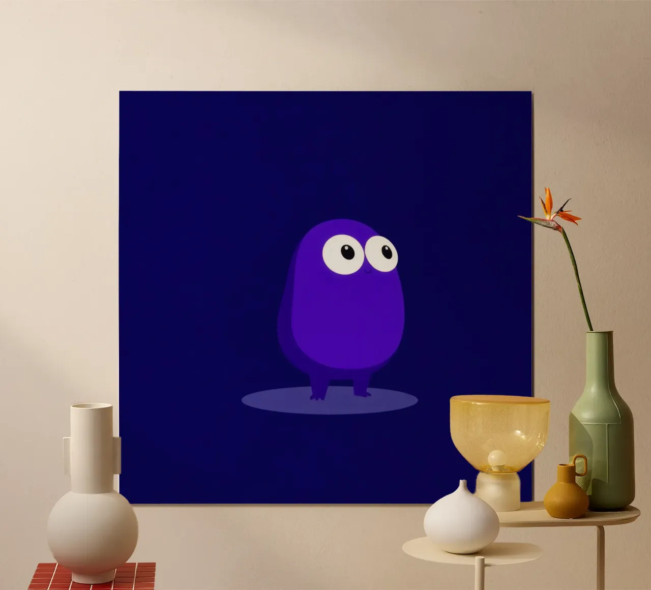 Simpatico personaggio animato viola in piedi carta hahnemühle da DesignDoodle