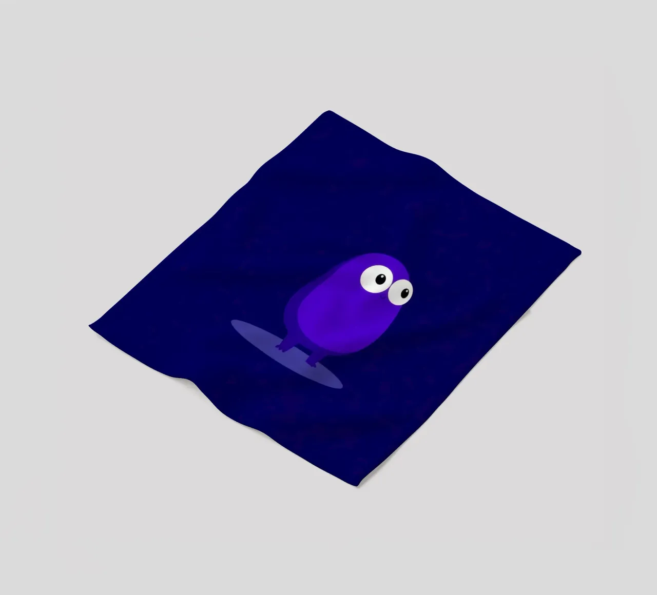 Simpatico personaggio animato viola in piedi coperta in pile da DesignDoodle