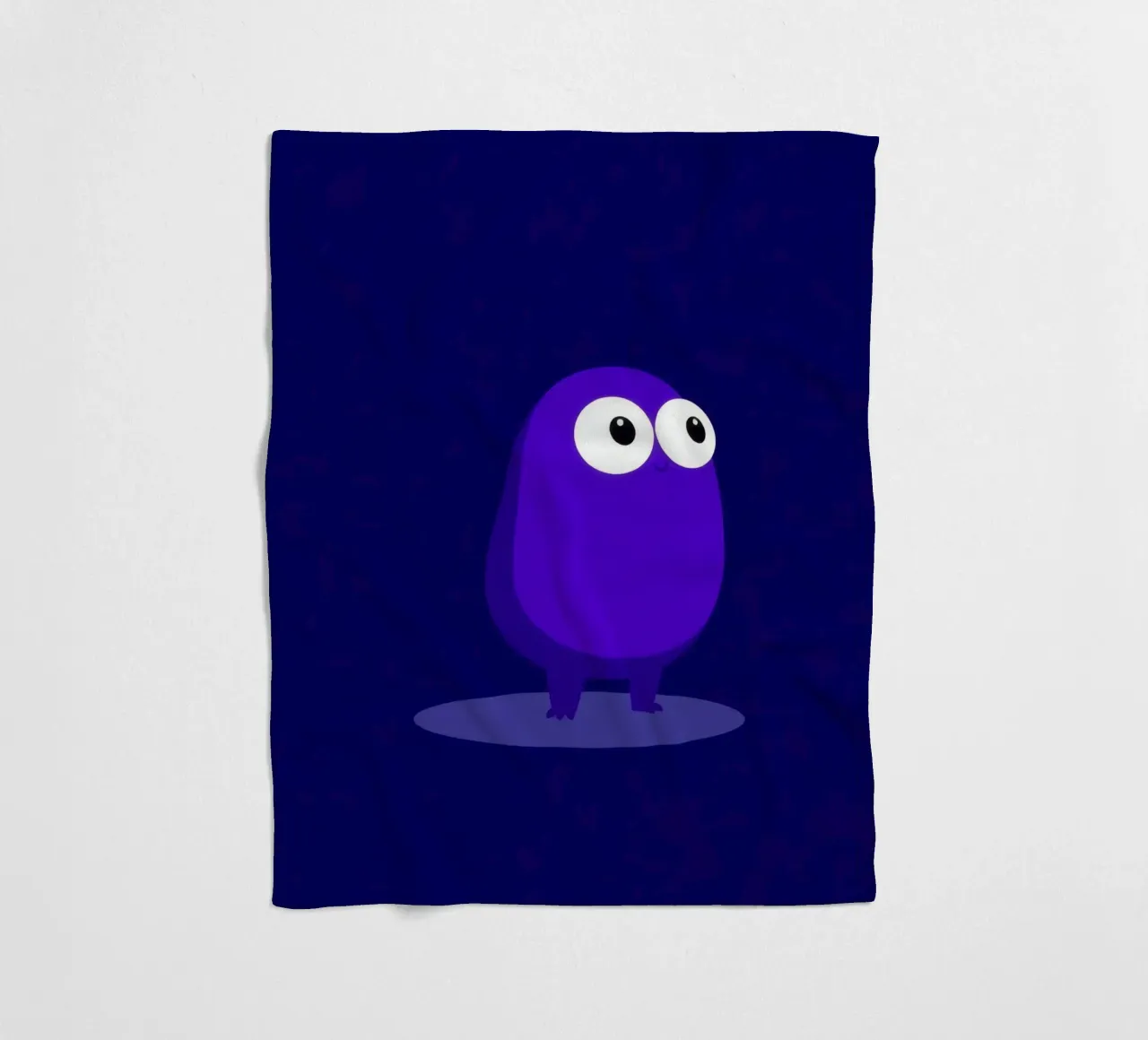 Simpatico personaggio animato viola in piedi coperta in pile da DesignDoodle