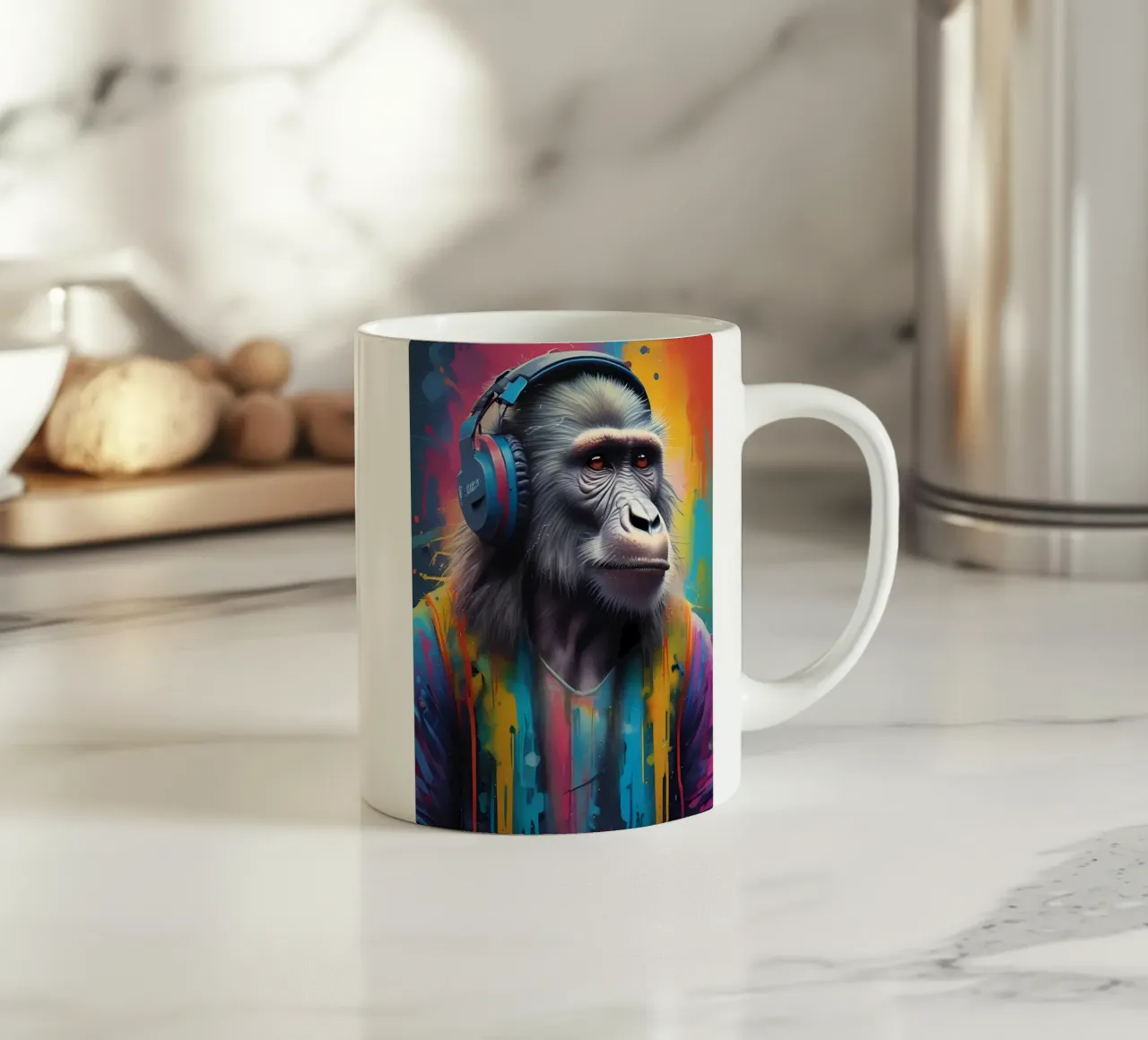 Babbuino melomane tazza in ceramica da MakArena