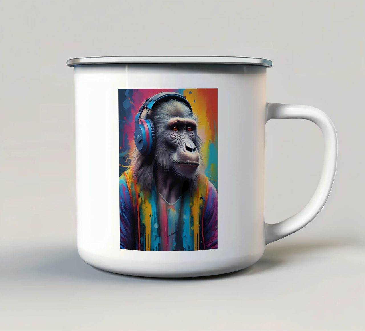 Babbuino melomane tazza in smalto da MakArena