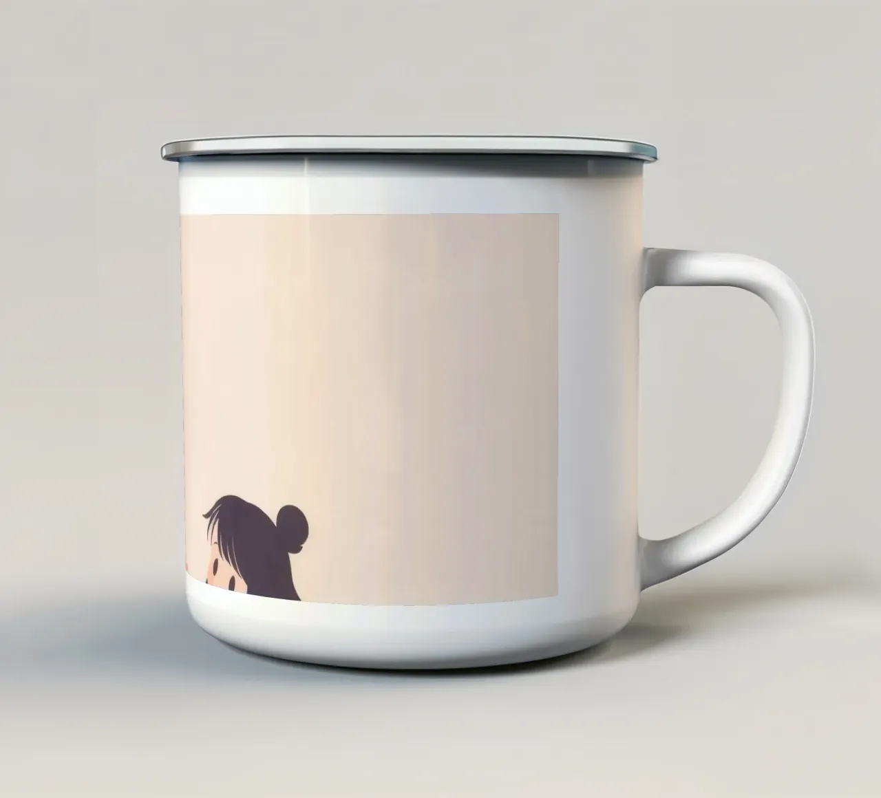 I bambini si divertono a giocare con gli animali in un paesaggio stravagante tazza in smalto da DesignDoodle