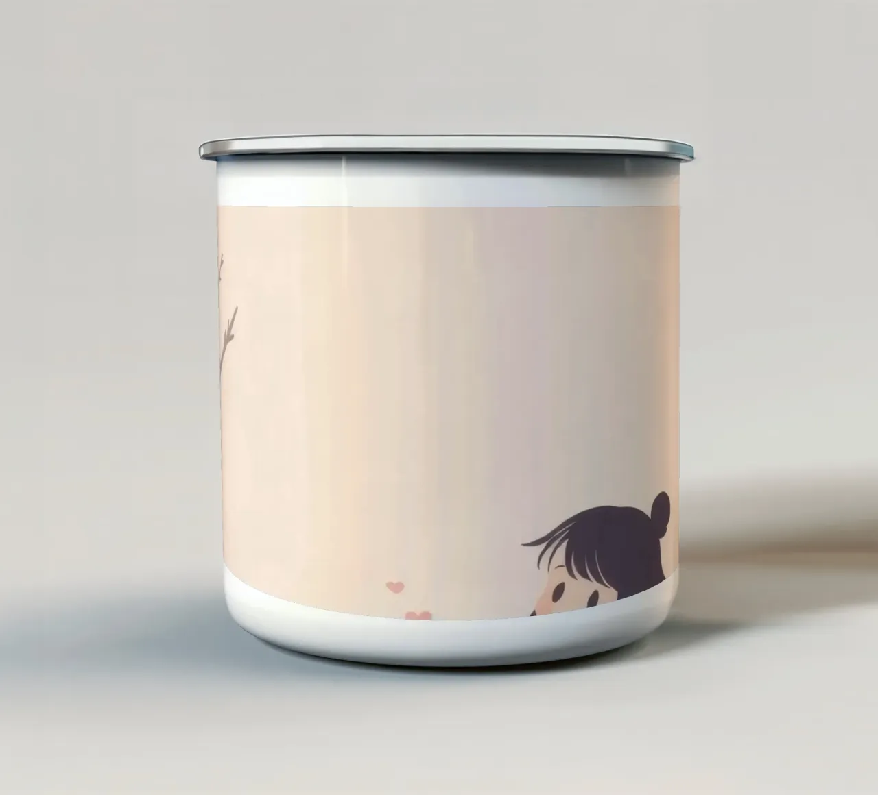 I bambini si divertono a giocare con gli animali in un paesaggio stravagante tazza in smalto da DesignDoodle