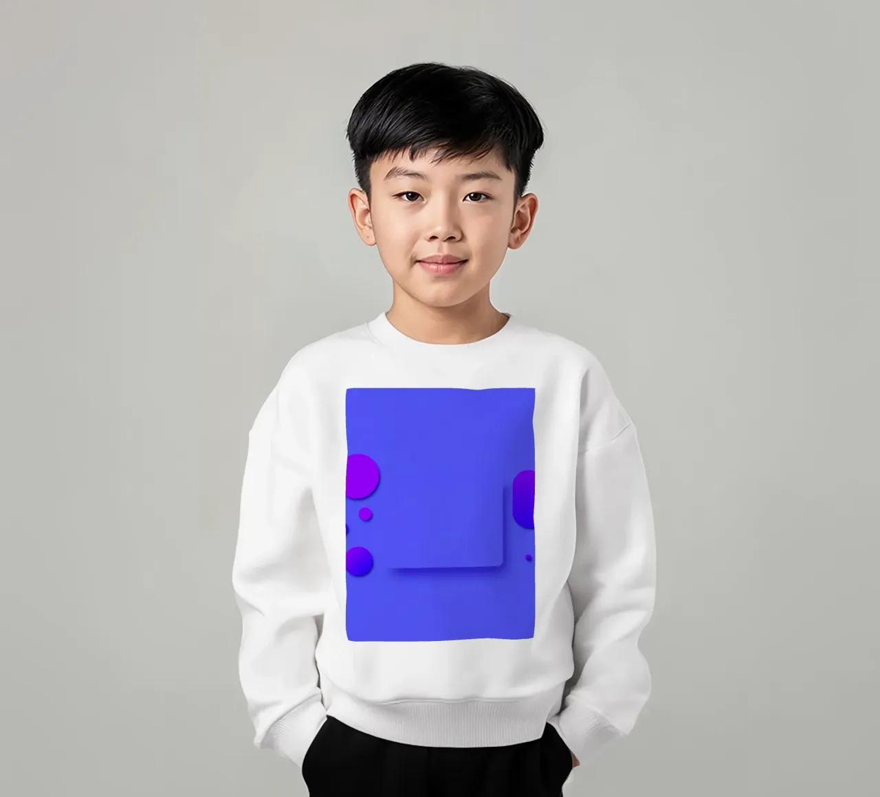 abstract shapes on blue background visually striking design kids sweatshirt by DesignDoodle
