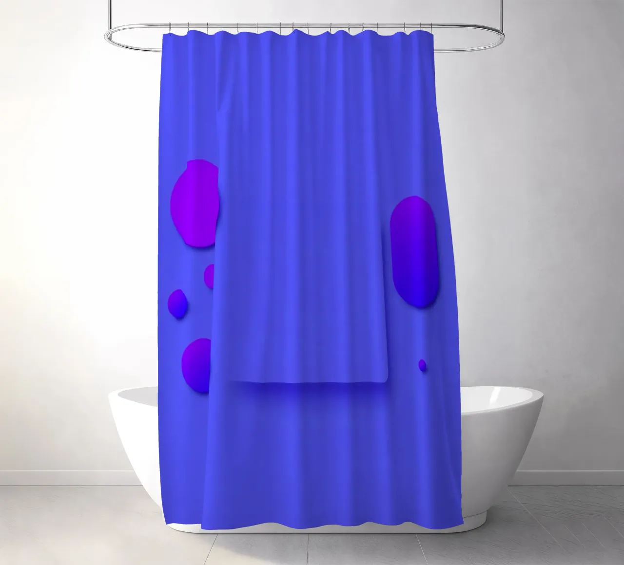 abstract shapes on blue background visually striking design shower curtain by DesignDoodle