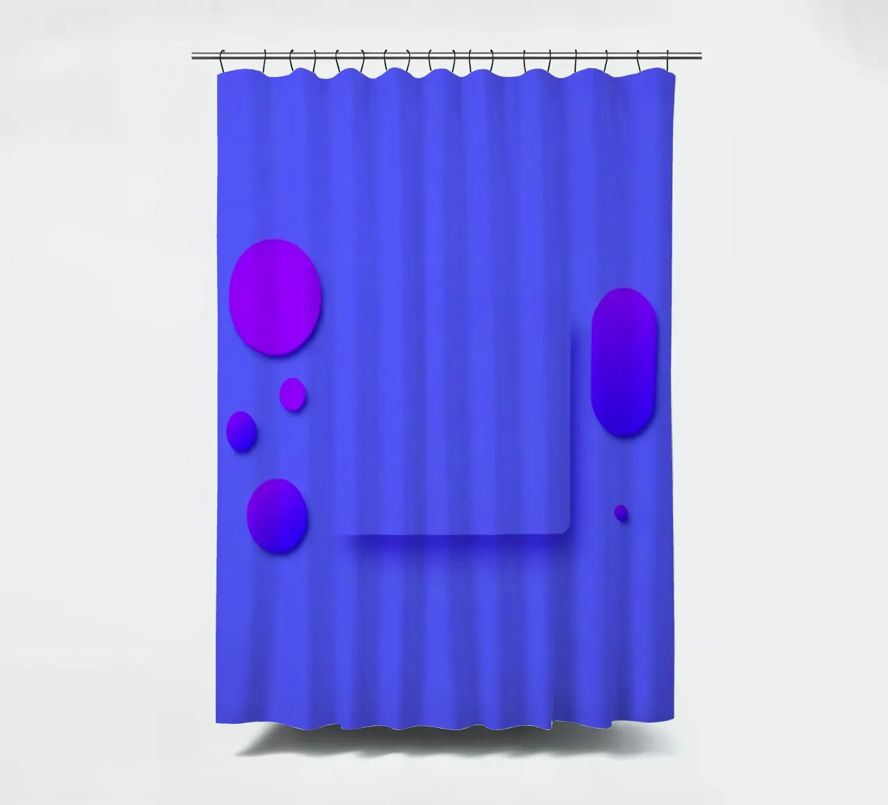 abstract shapes on blue background visually striking design shower curtain by DesignDoodle