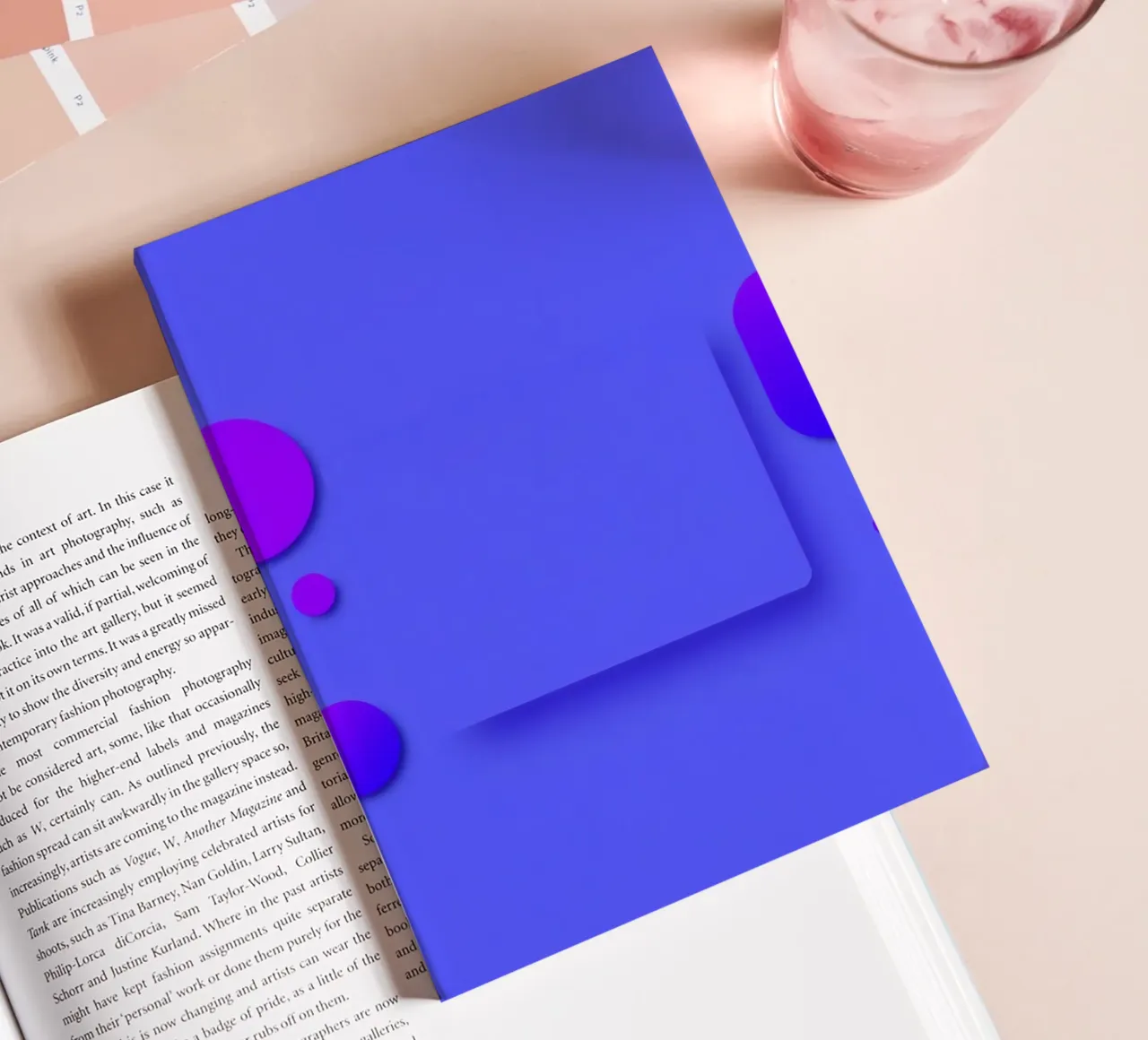 abstract shapes on blue background visually striking design notebook by DesignDoodle