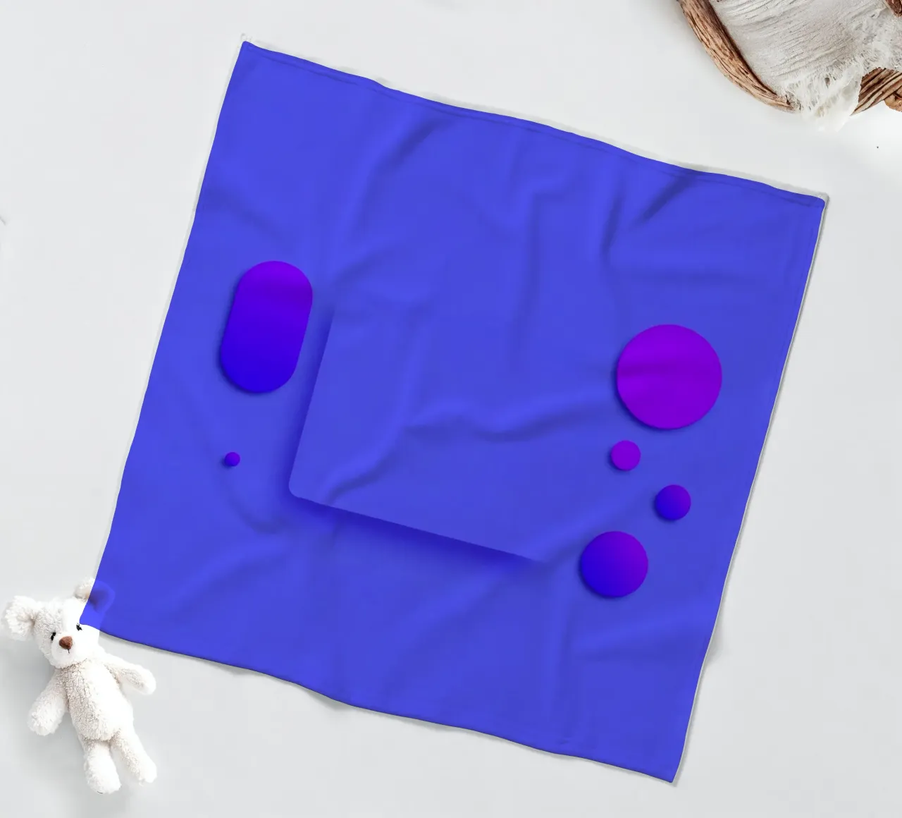 abstract shapes on blue background visually striking design fleece blanket by DesignDoodle