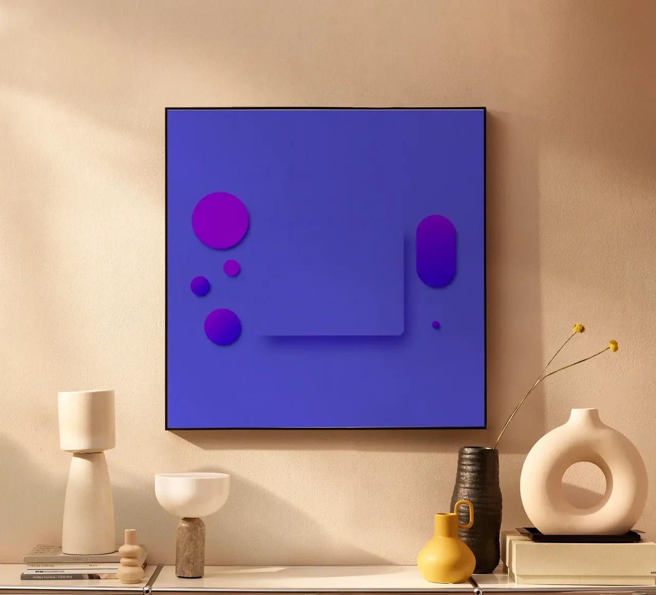 abstract shapes on blue background visually striking design alu-dibond by DesignDoodle