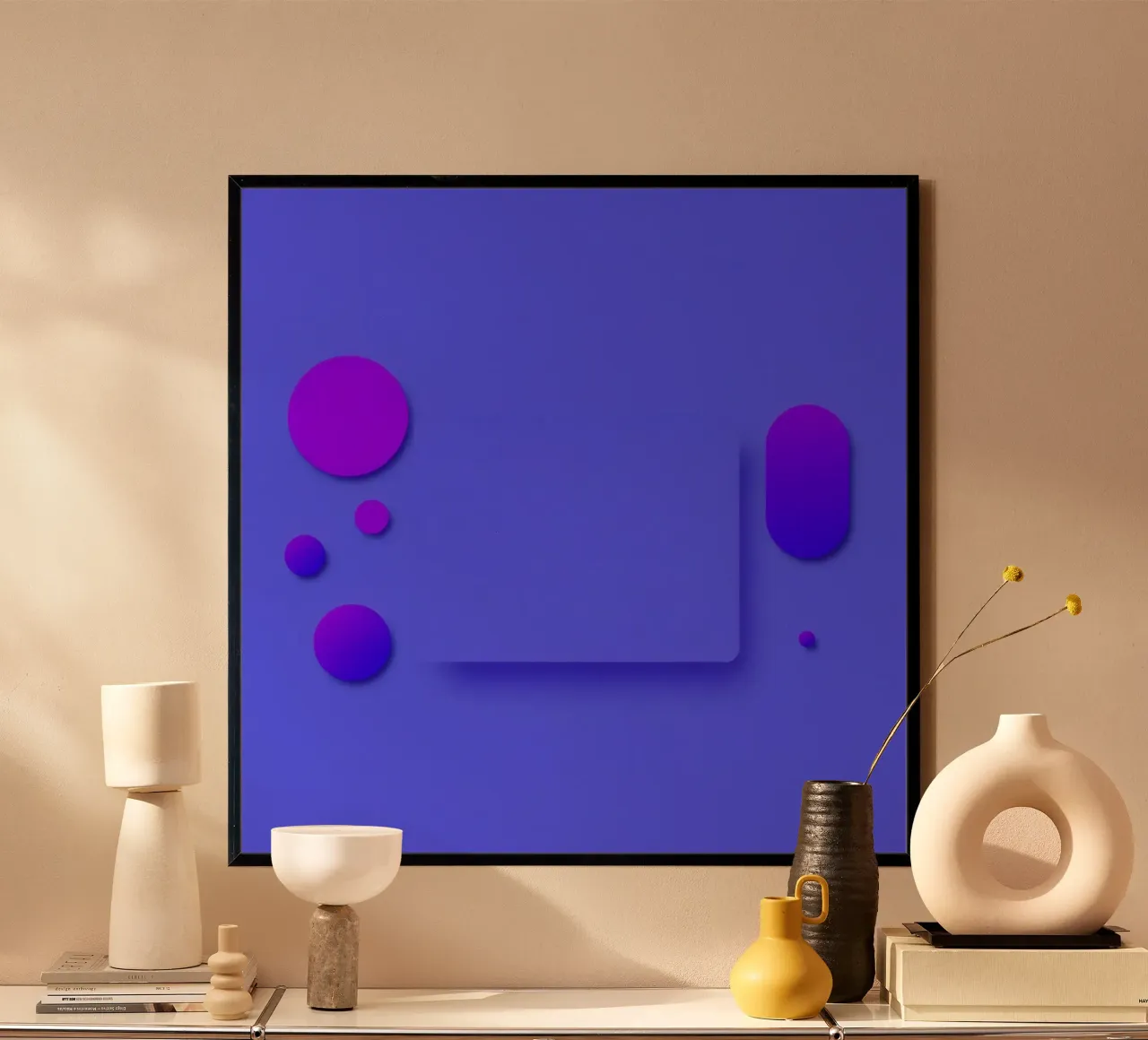 abstract shapes on blue background visually striking design hahnemühle by DesignDoodle