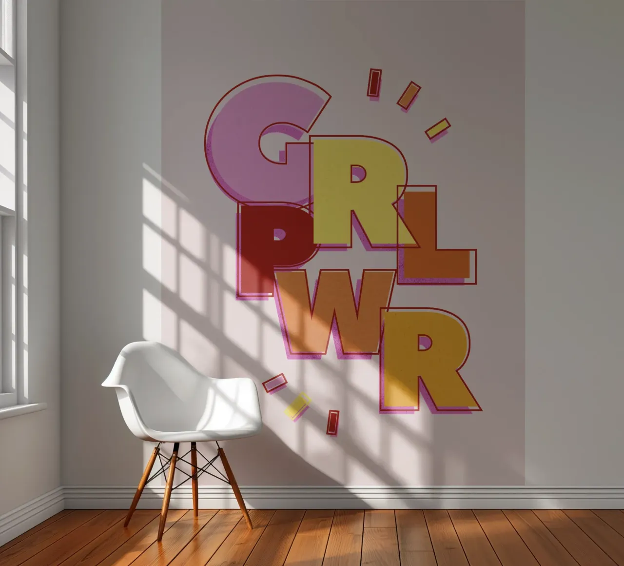 GRL PWR - Design femminista del potere delle ragazze carta da parati fotografica da showmemars