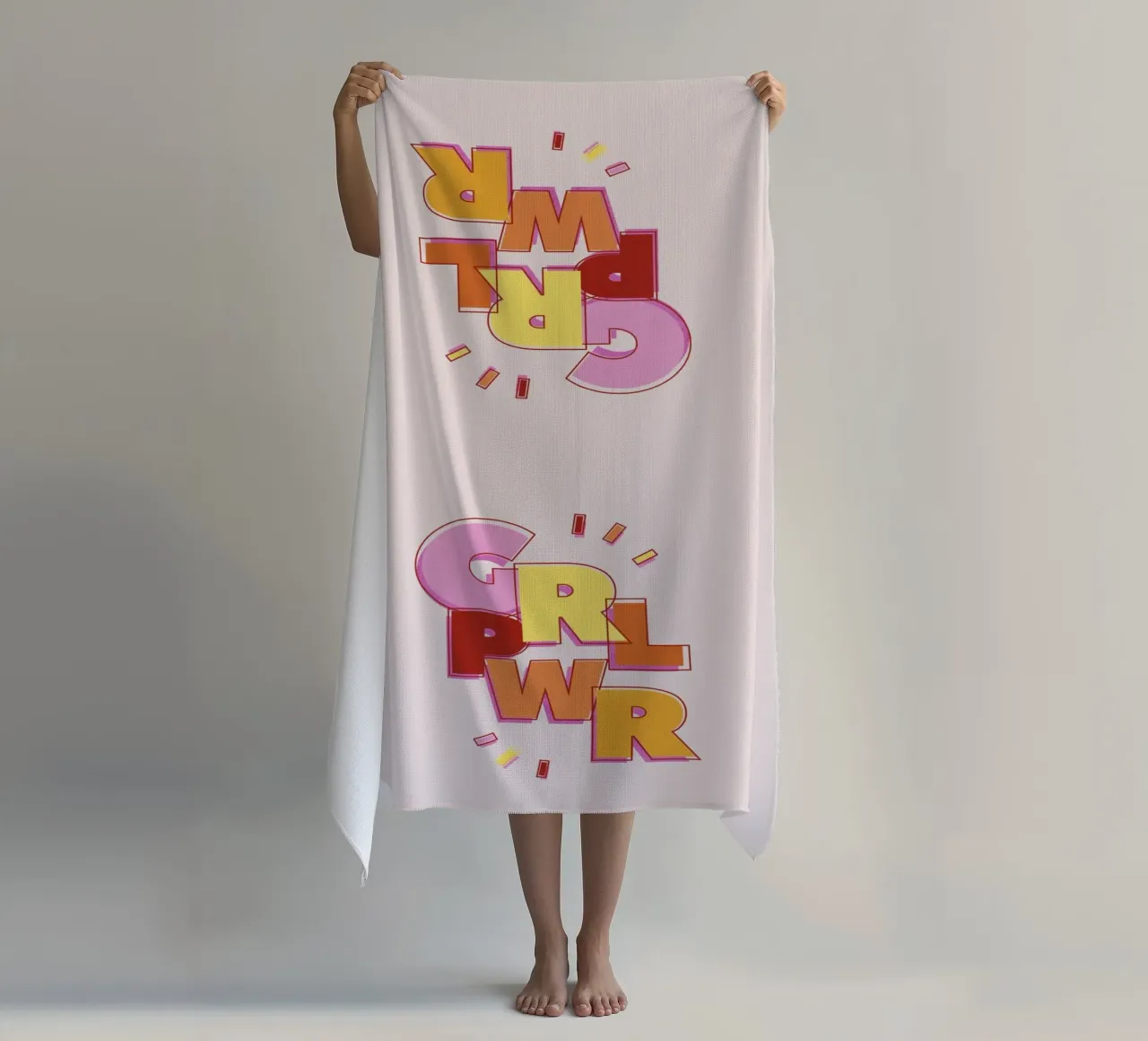 GRL PWR – Feminist Girl Power Design beach towel by showmemars