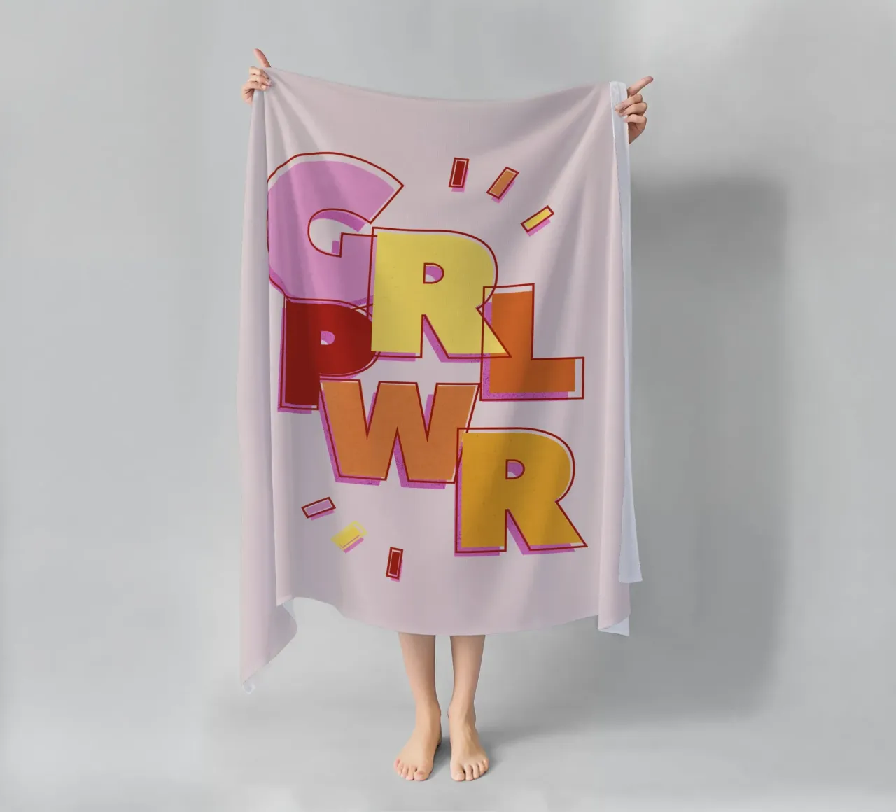 GRL PWR – Feminist Girl Power Design beach towel by showmemars