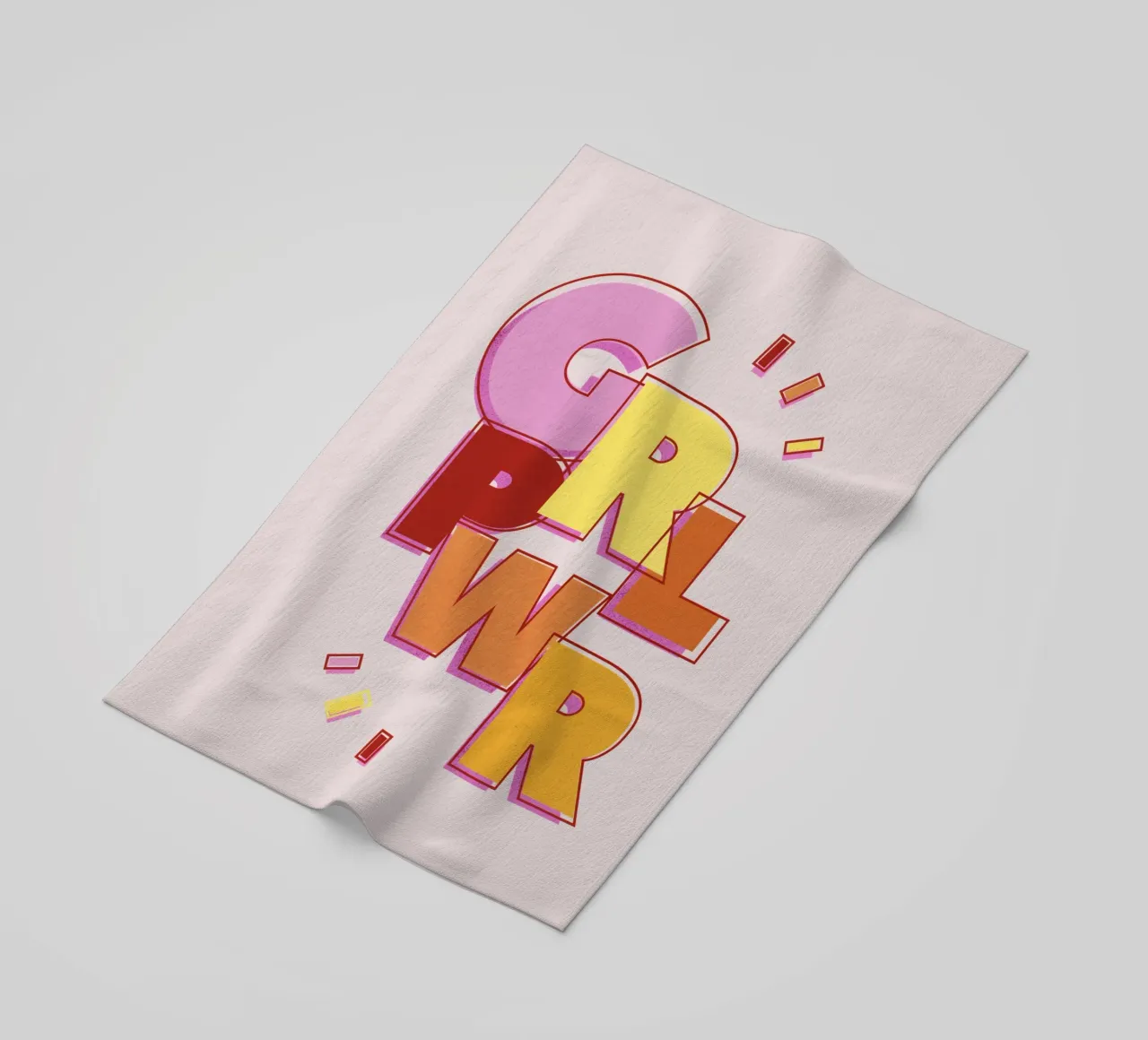 GRL PWR – Feminist Girl Power Design beach towel by showmemars