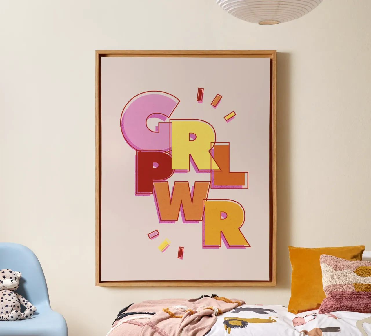 GRL PWR - Design femminista del potere delle ragazze tela con Cornice a cassetta da showmemars
