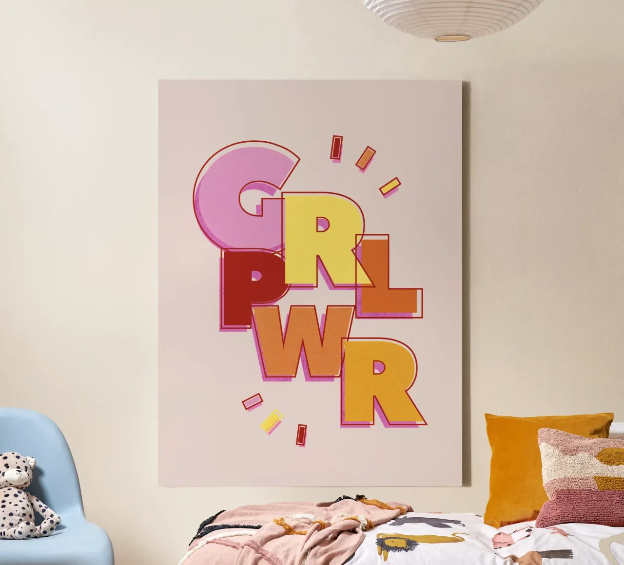 GRL PWR - Design femminista del potere delle ragazze tela con Cornice a cassetta da showmemars