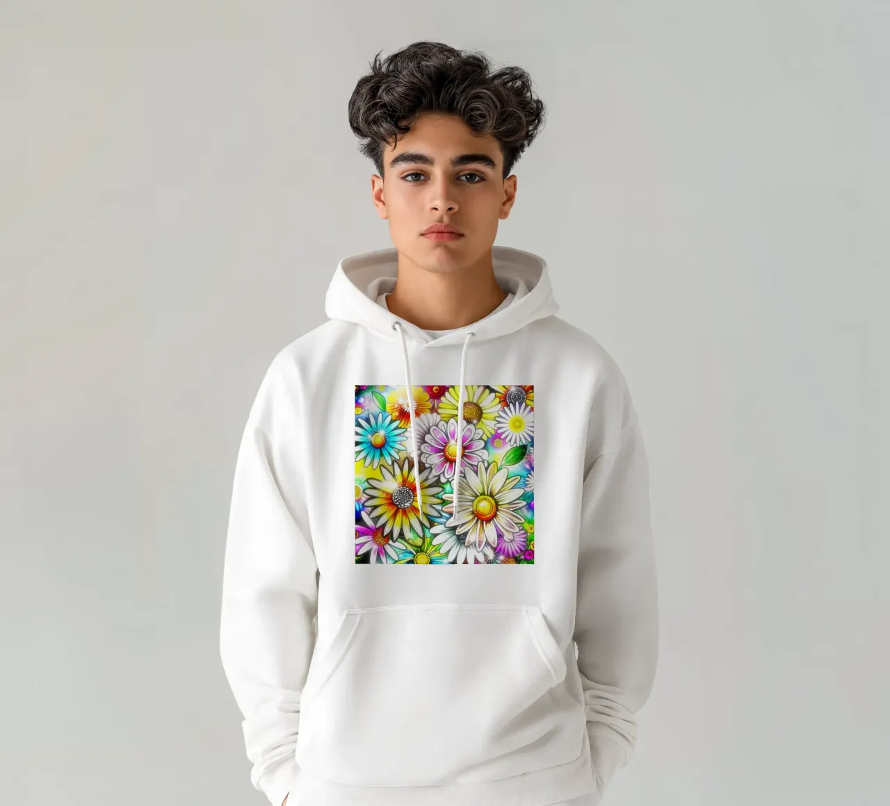 Daisy Disco Bloom felpa con cappuccio da Botanical Pattern House