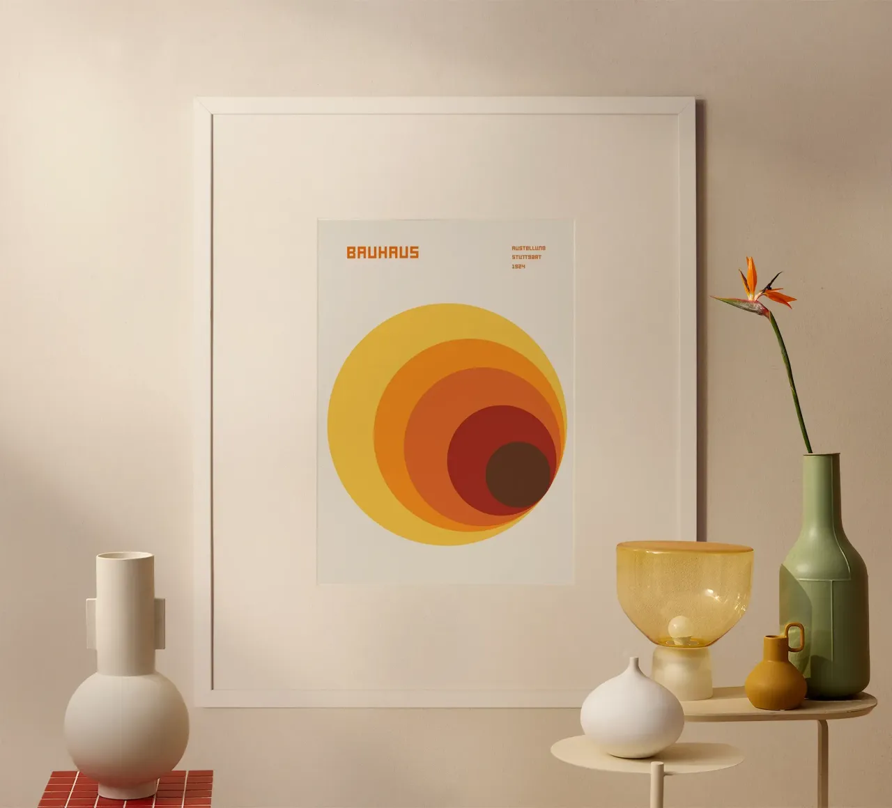 Il buco arancione poster con telaio in plastica da Piere art Shops
