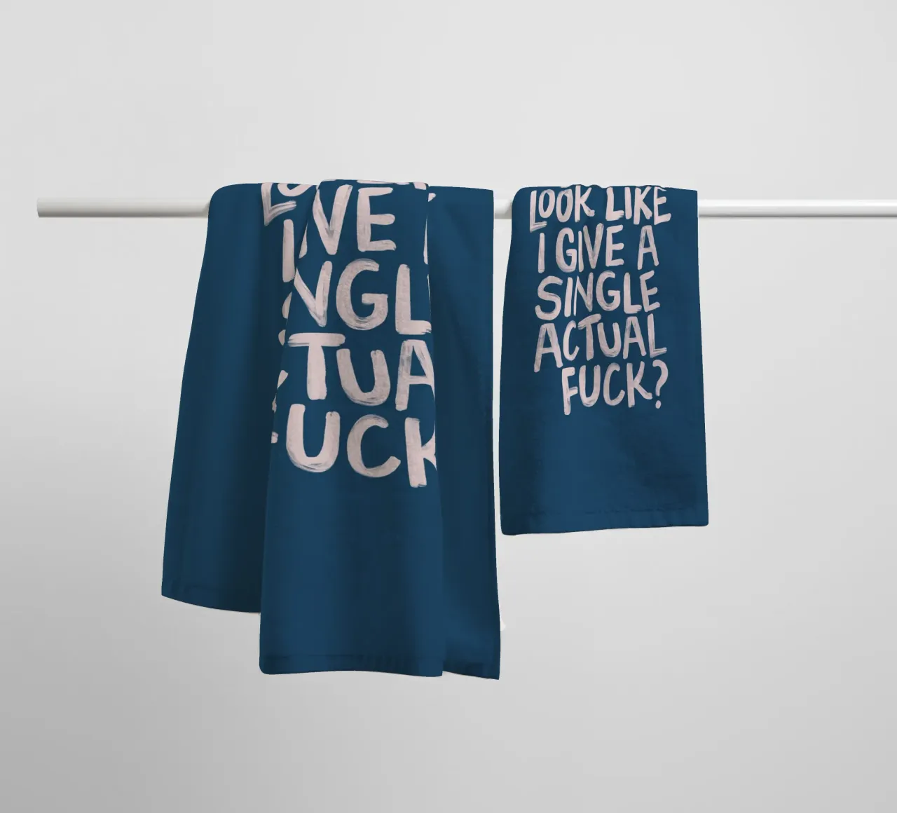 Do I Look Like I Give a Single Actual Fuck Typography Print towel by THE MOTIVATED TYPE