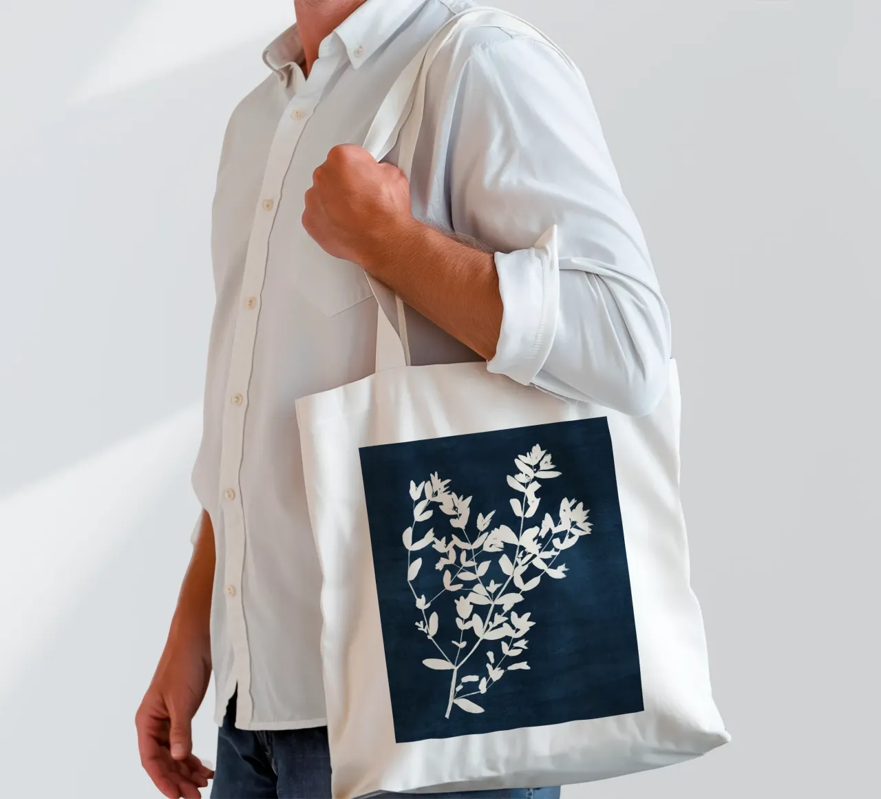 Abstract Botanical no. 9 Blue borsa in juta da adrianooliveira