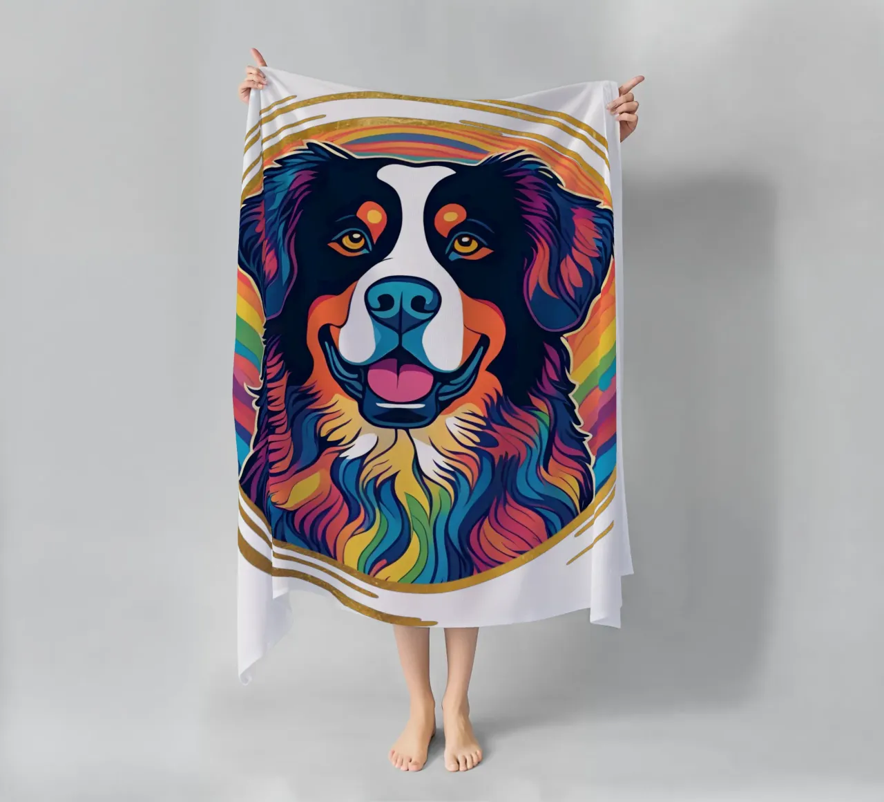 Bernersennen in Bunt #46 beach towel by Yumis.Beargang.and.Me