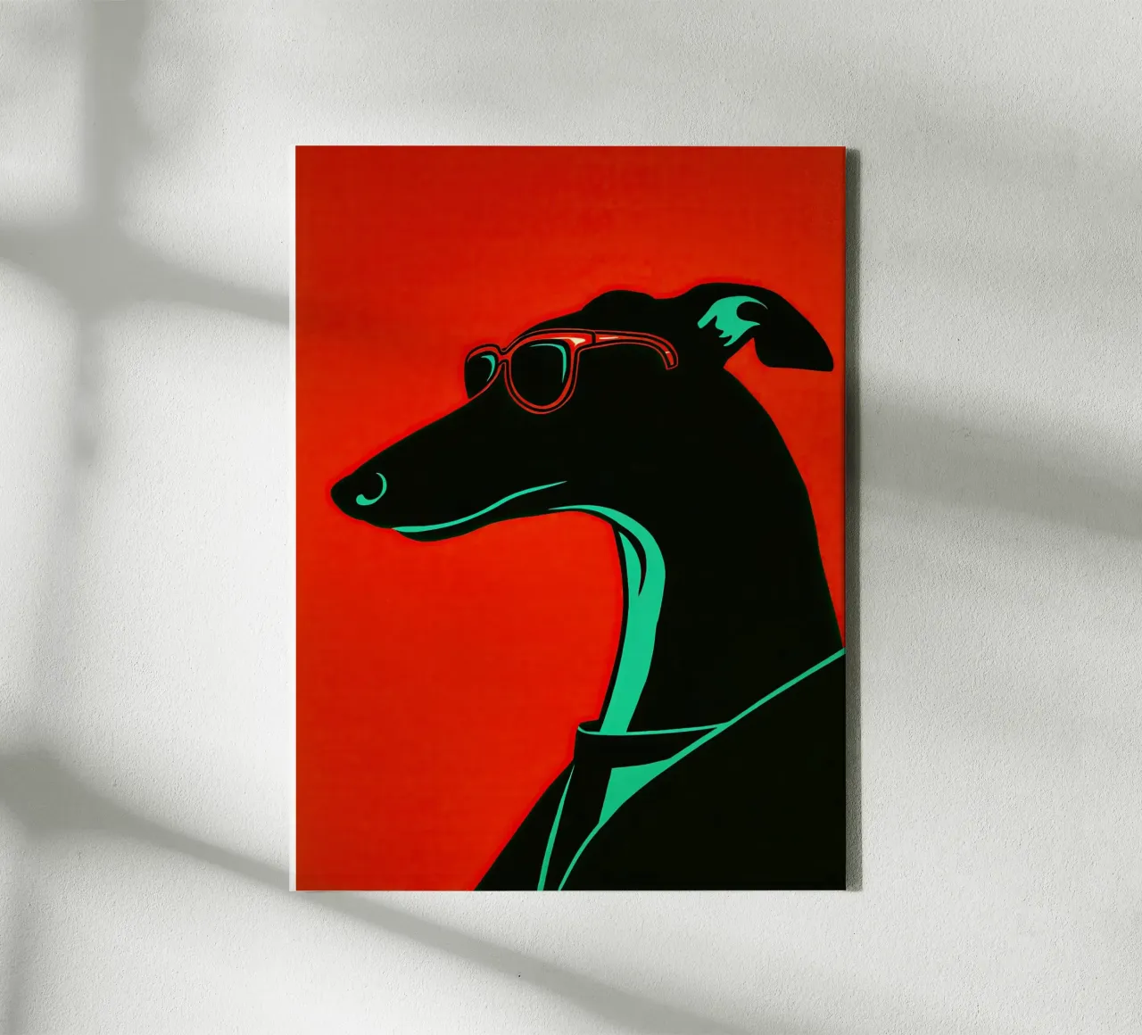 Greyhound with red sunglasses | Pop Art Illustration canvas with Floater frame by Autofocus