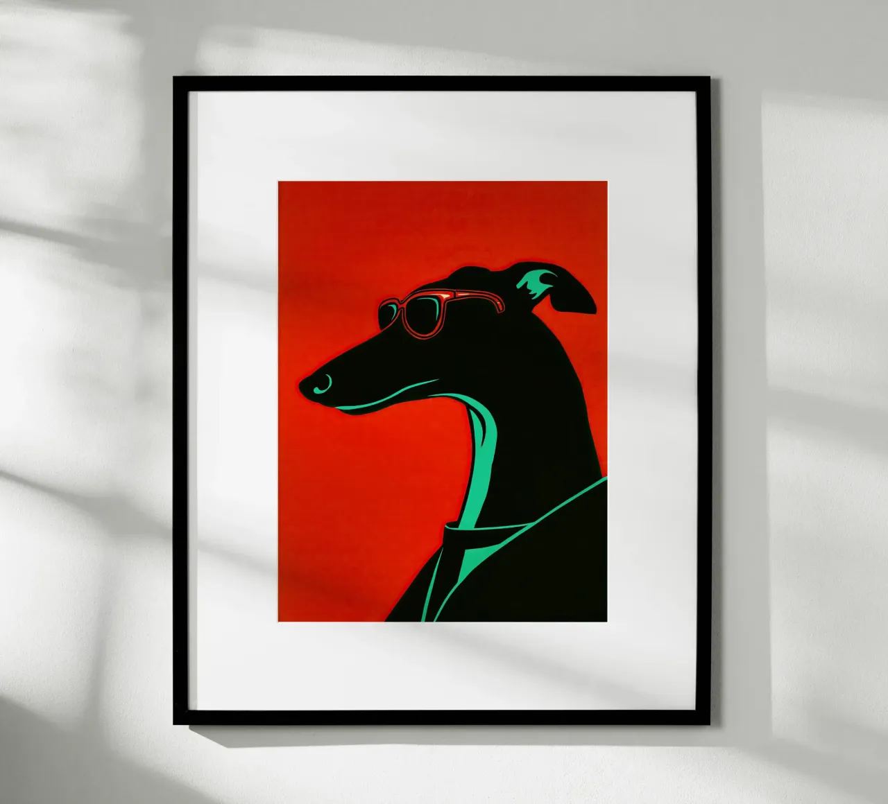 Galgo con gafas de sol rojas | Ilustración Pop Art poster de Autofocus