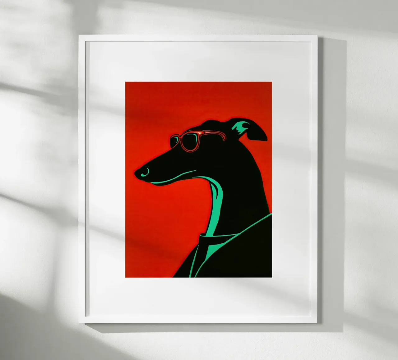 Galgo con gafas de sol rojas | Ilustración Pop Art poster de Autofocus