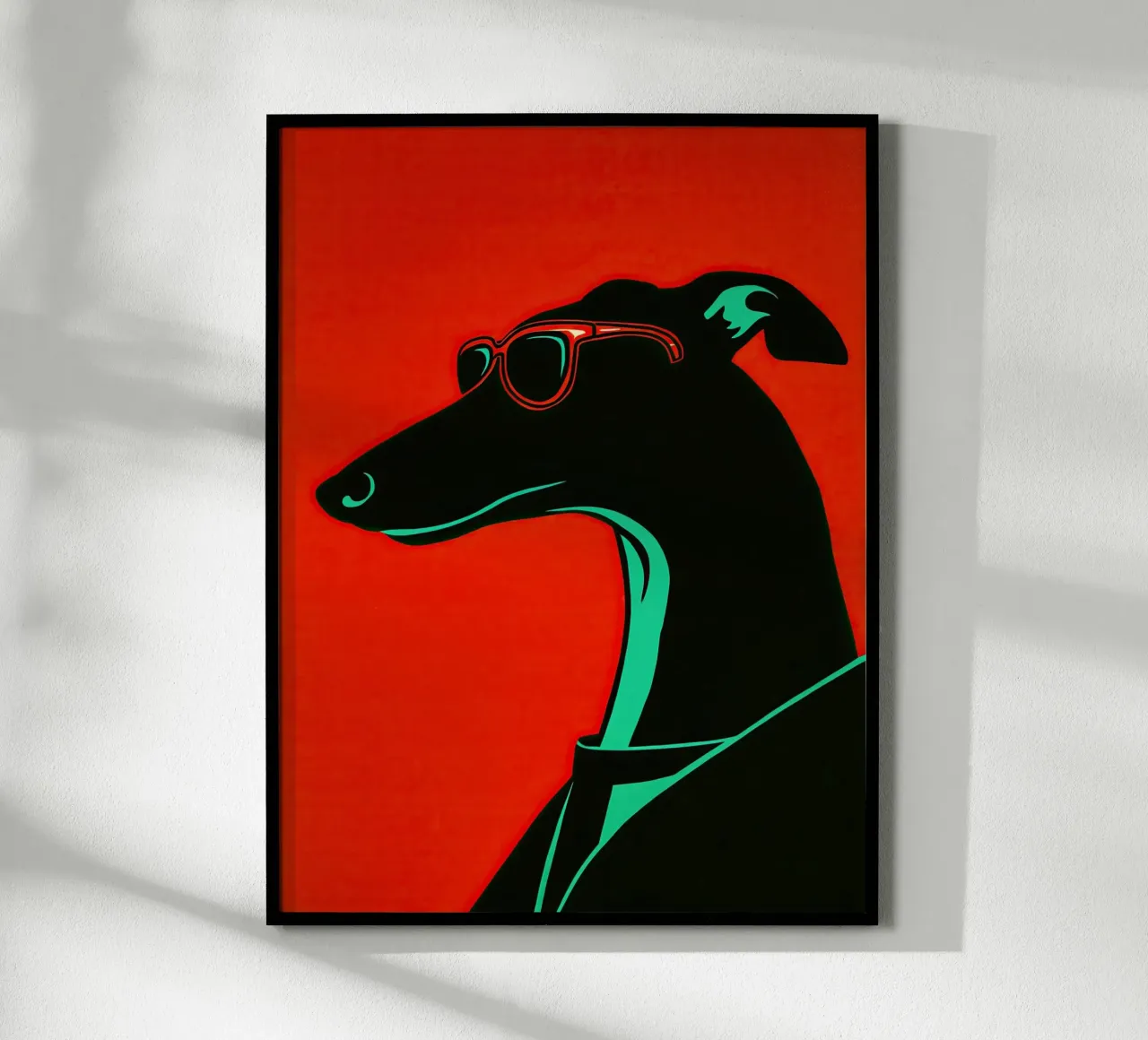 Galgo con gafas de sol rojas | Ilustración Pop Art poster de Autofocus