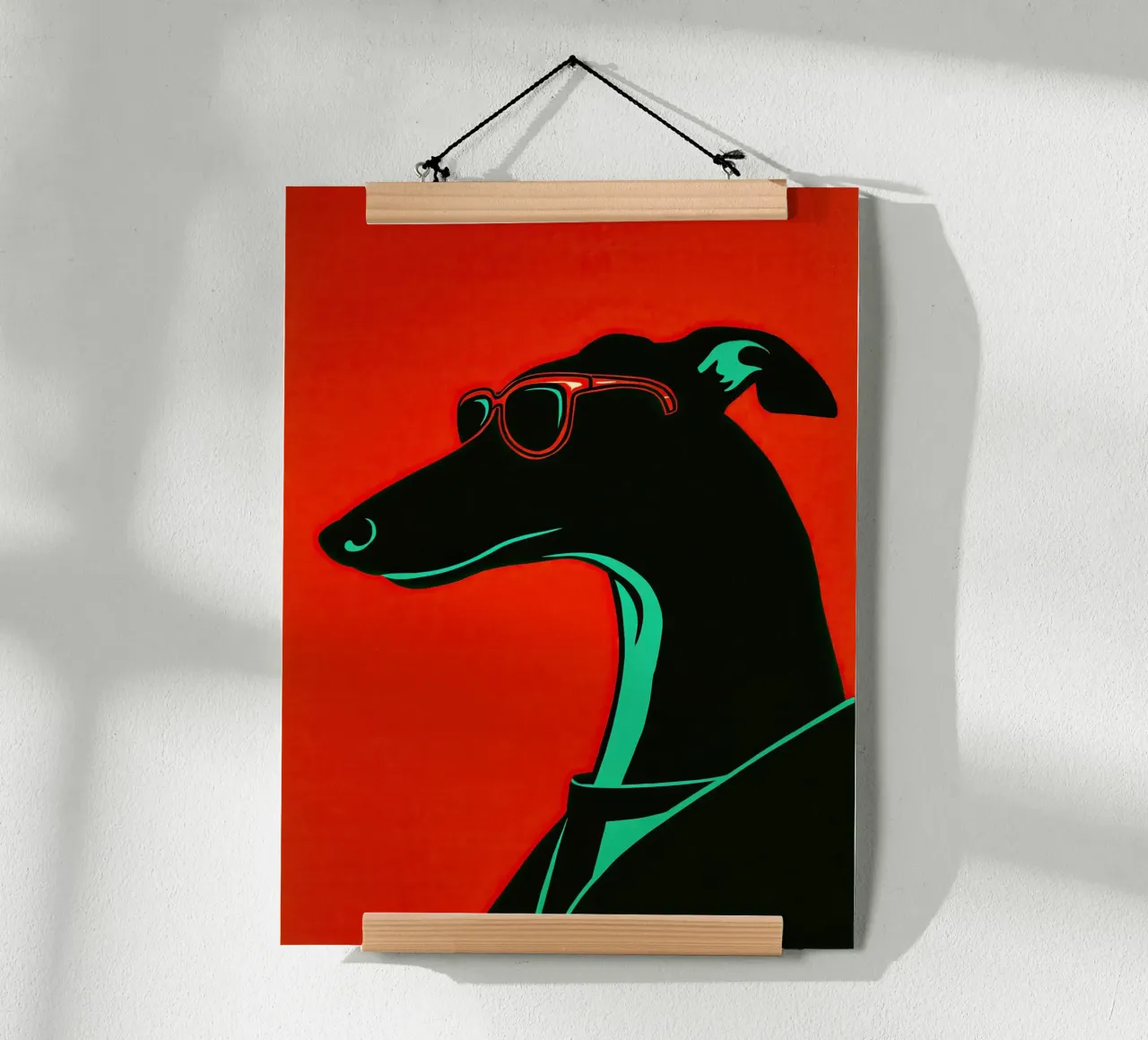 Galgo con gafas de sol rojas | Ilustración Pop Art poster de Autofocus