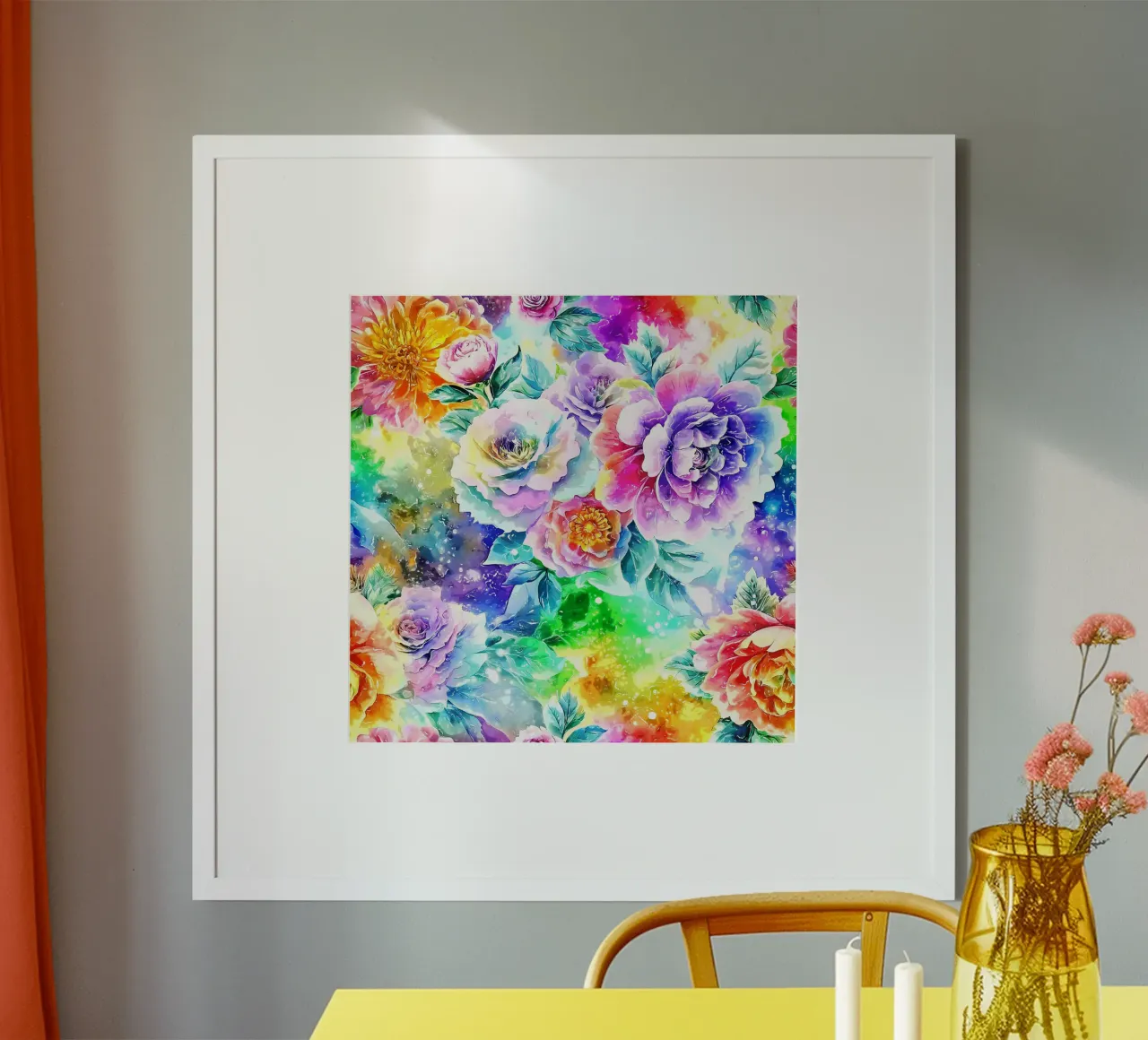 Paesaggio fiorito etereo poster con telaio in plastica da Botanical Pattern House